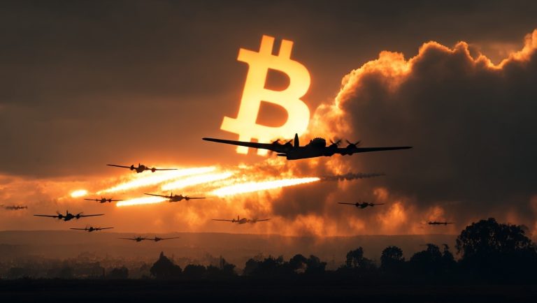 Bitcoin no céu como por do sol