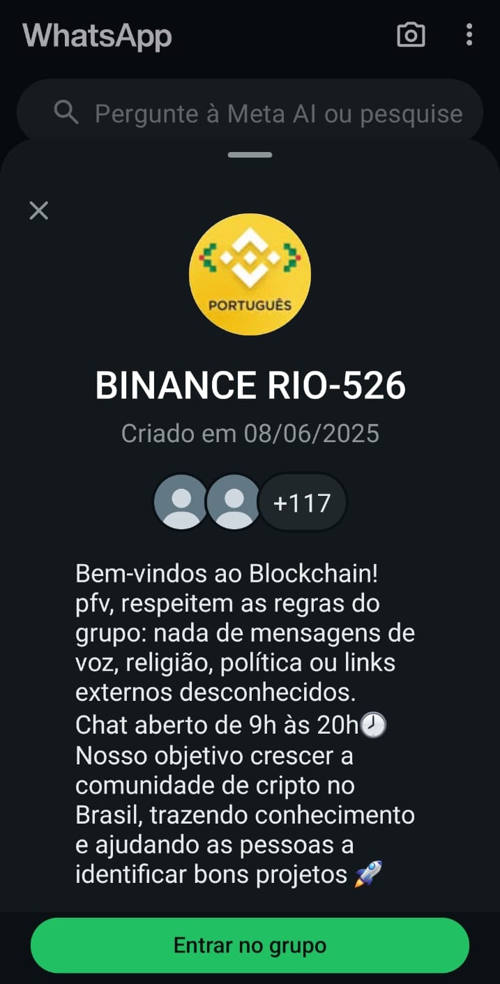 Grupo da Binance no Brasil não é verdadeiro e engana investidores desatentos