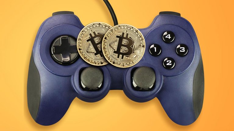 Controle de jogos com símbolo do bitcoin