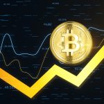 Gráfico de bitcoin com seta para cima