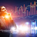 Homem atento a gráficos de análise Coinbase Polymarket