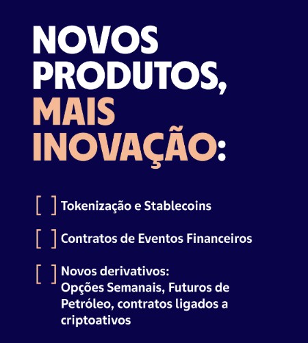 Novos produtos na mira da B3 para 2026 envolvem tokenização, stablecoin e contratos ligados a criptoativos