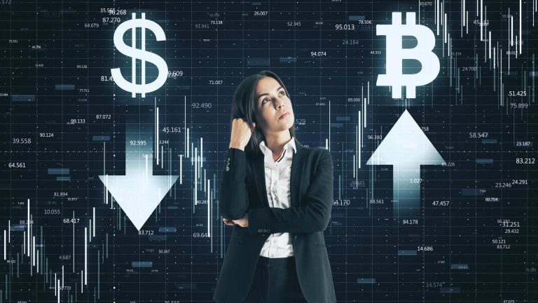 Preço do bitcoin valorizando e Dólar caindo