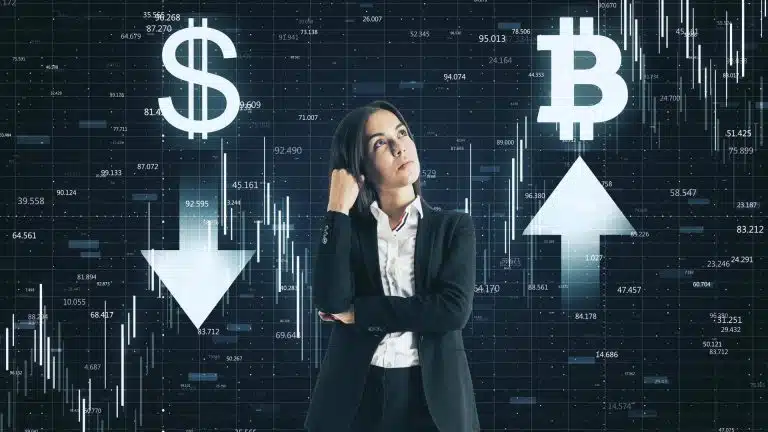 Preço do bitcoin valorizando e Dólar caindo