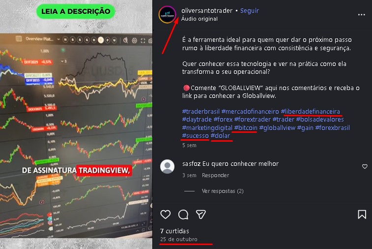 Trader buscava mostrar sucesso em suas operações e citava bitcoin em busca de atrair atenção a sua atuação no mercado
