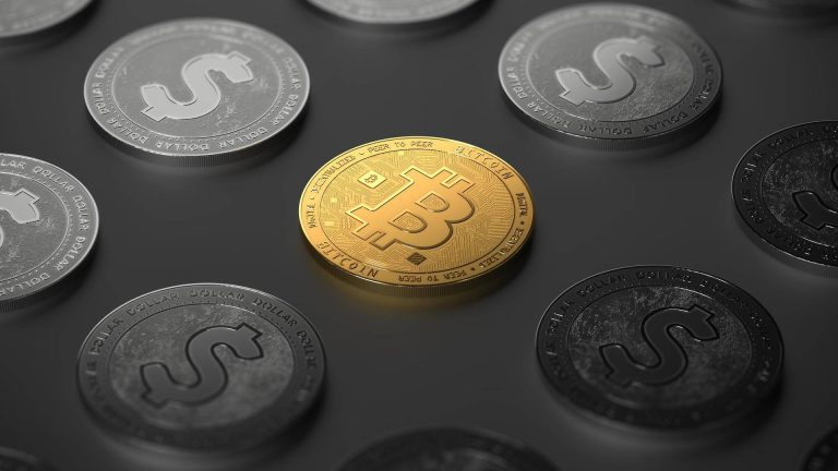 Um bitcoin em meio a muitas stablecoins adoção cripto