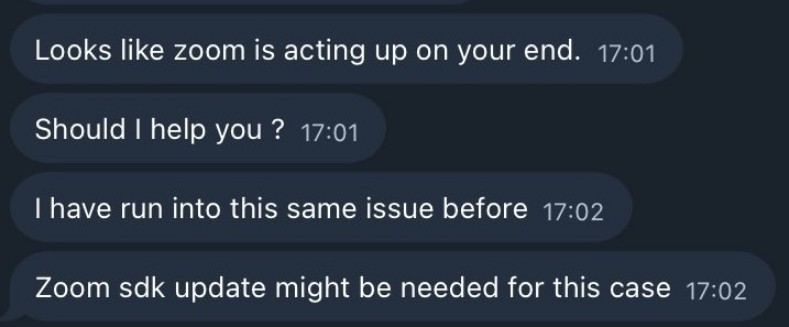 Conforme a falsa reunião está acontecendo, a vítima fica com um senso de urgência para resolver o suposto problema e pode acabar seguindo os passos sugeridos pelo hacker sem pensar racionalmente sobre o que está fazendo. Fonte: Tay/X.