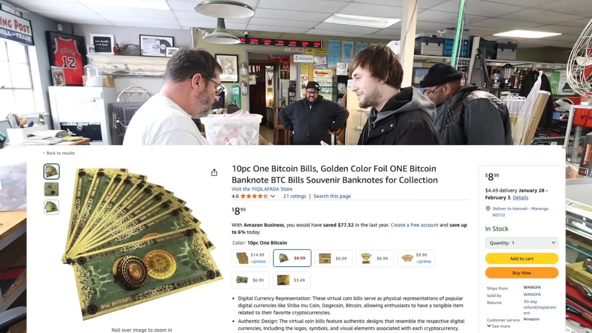 Empresário mostrou que pacote com 10 notas do tipo podem ser compradas por US$ 8,99 na Amazon. Fonte: Craigslist Hunter/YouTube.