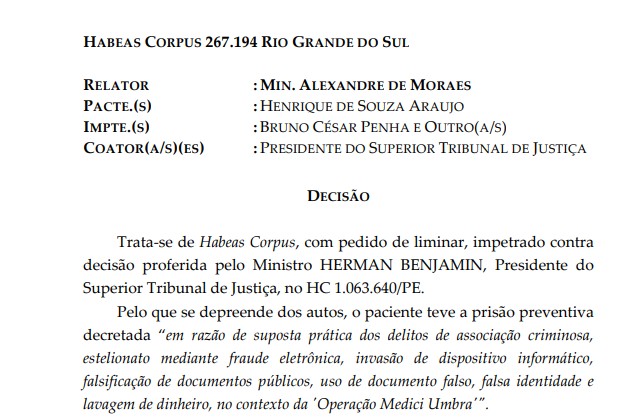 Alexandre de Moraes indefere pedido de habeas corpus para hacker respeitado no Brasil