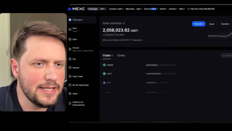 Augusto Backes mostrou conta em corretora com investimento em VEREM, moeda que despencou brutalmente no mercado desde o lançamento