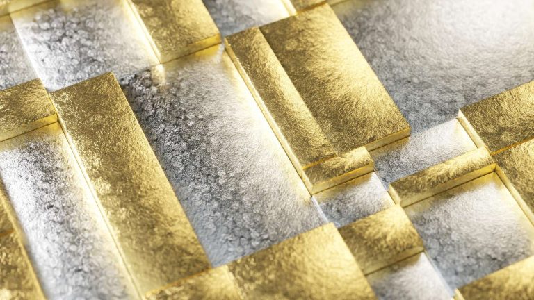 Barras de prata e ouro