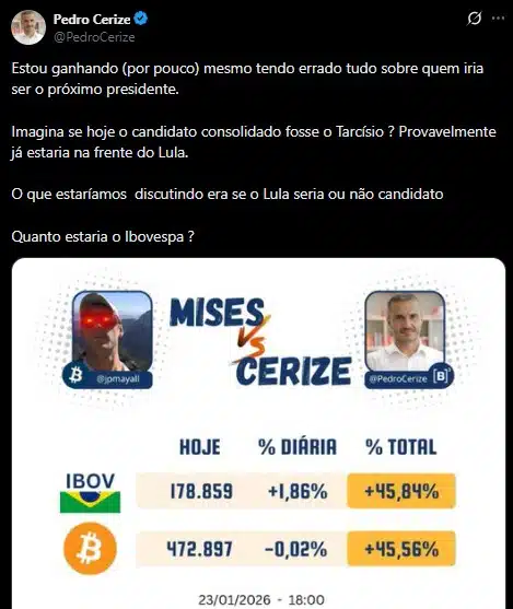 Cerize diz que sua vitória por pouco se dá mesmo com previsão errada sobre eleições presidenciais em 2026