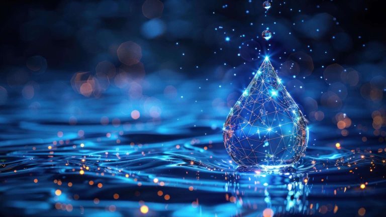 Gota de água em sistema de tecnologia blockchain