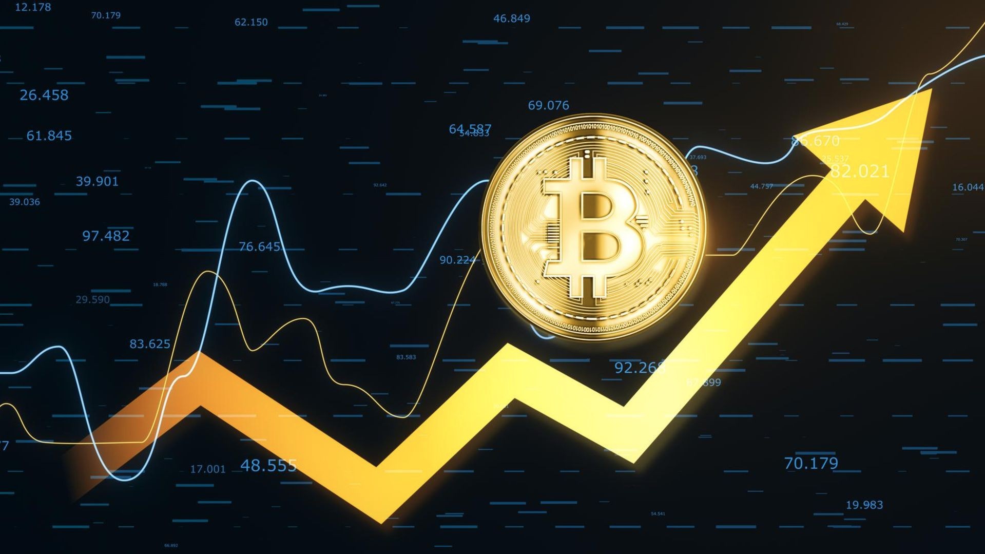 Bitcoin e seta de alta