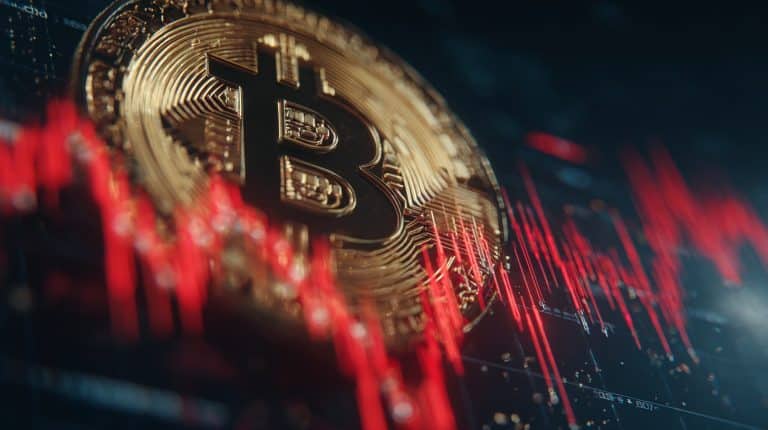 Bitcoin gráfico em queda (imagem gerada por IA)