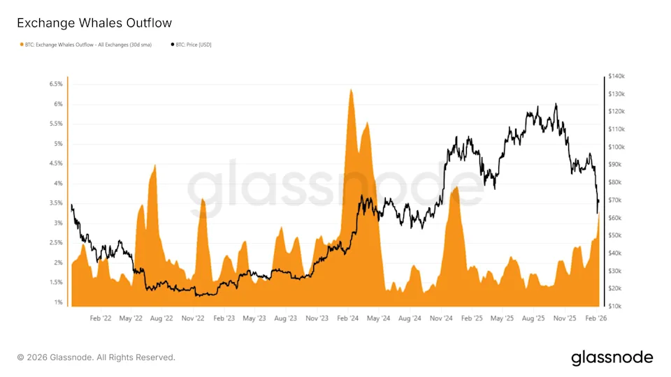Bitcoin Exchange Whale Outflow. Source: Glassnode
