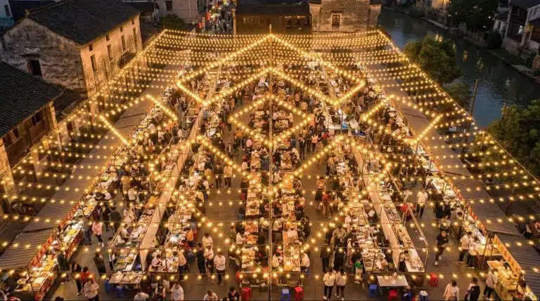 Logotipo da Binance formado por luzes. Fonte: Binance/Redes sociais.