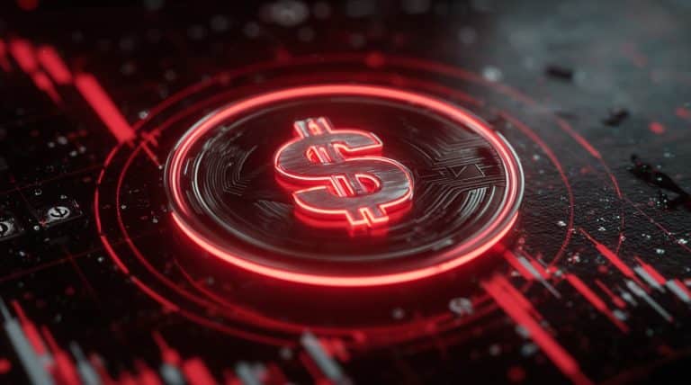 Stablecoin em queda. Imagem: Midjourney.