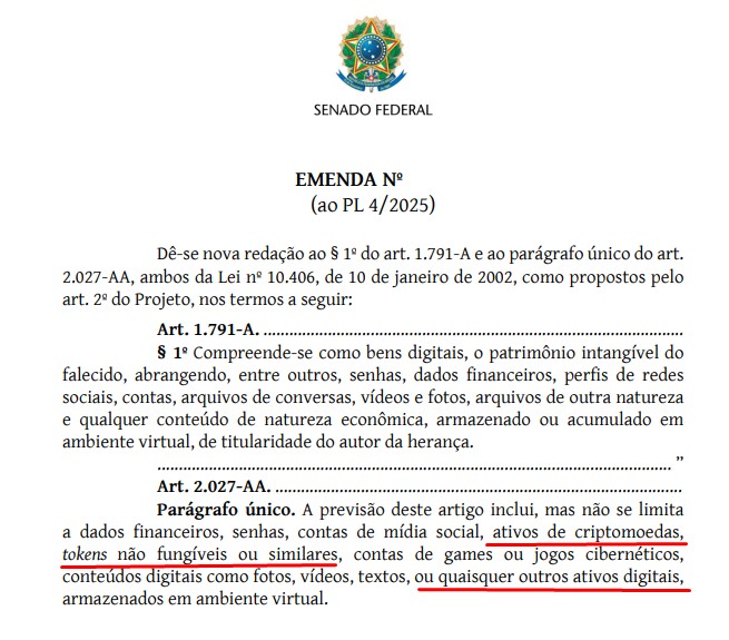 Projeto de Rodrigo Pacheco que altera o Código Civil pode prever herança com criptomoedas, a depender de análise no Senado Federal