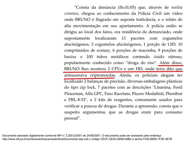 Traficante entregou criptomoedas voluntariamente para polícia civil