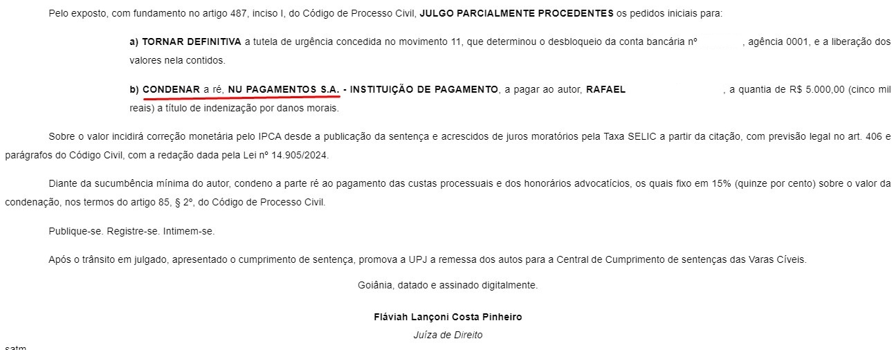 Justiça de Goiás condena Nubank a devolver conta de músico e pagar indenização