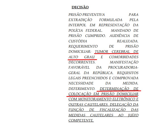 Acusado de golpe com bitcoin tem tumor cerebral e STF libera prisão domiciliar em meio ao processo de extradição