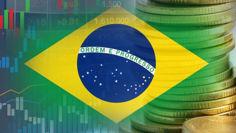 Bandeira do Brasil com gráficos Criptomoedas avançam entre investidores brasileiros e já estão presentes em 16% das carteiras no país