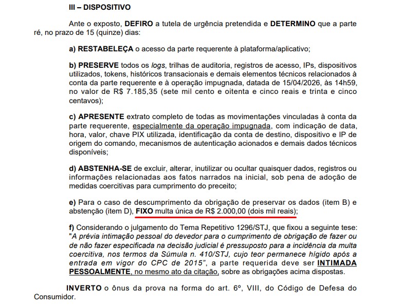 Justiça de Goiás determinou que corretora guarde informações e reative conta de cliente