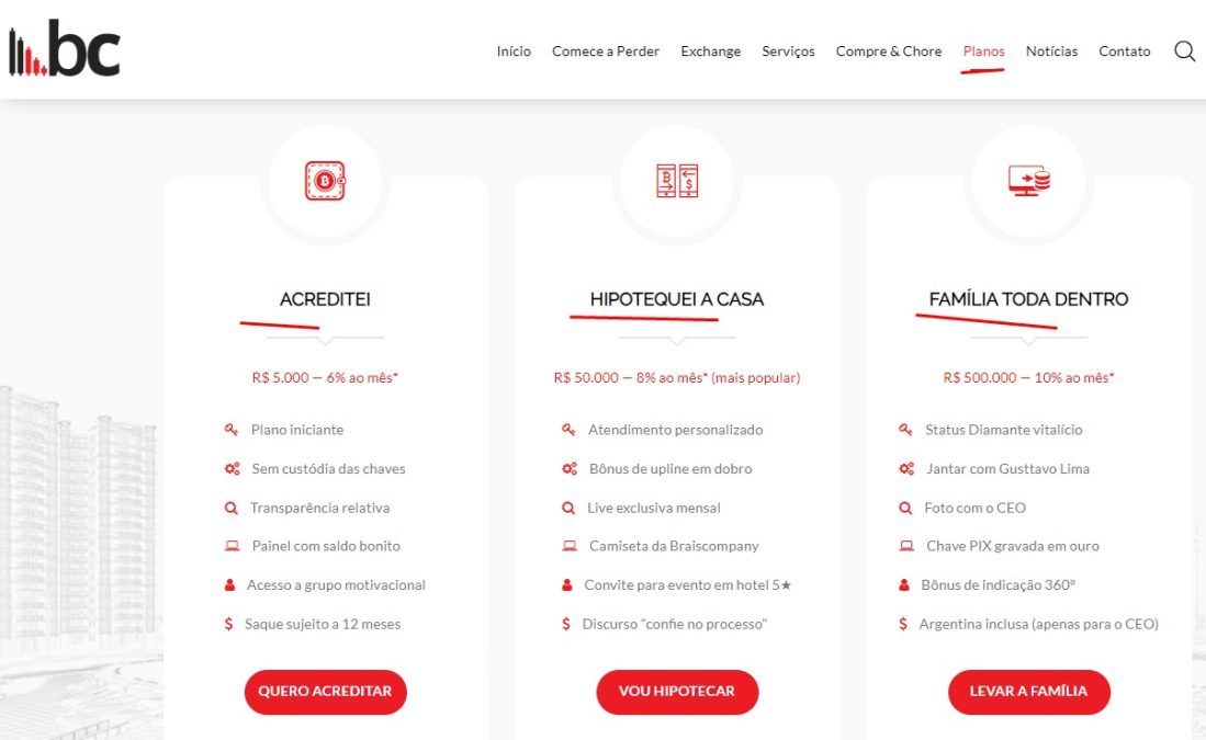 Sátira da Braiscompany em site reativado