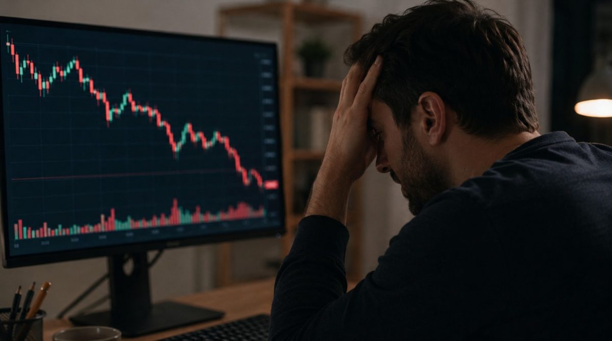 Investidor de Bitcoin com medo