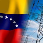 Bandeira da Venezuela com fios de energia