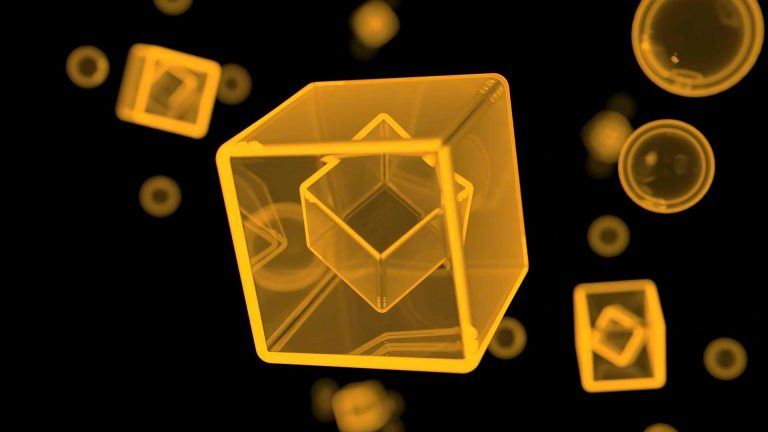 Bloco amarelo com fundo preto tokenização Binance
