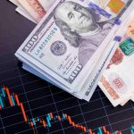 Gráfico de notas de Dólar e moedas fiduciárias stablecoins nota