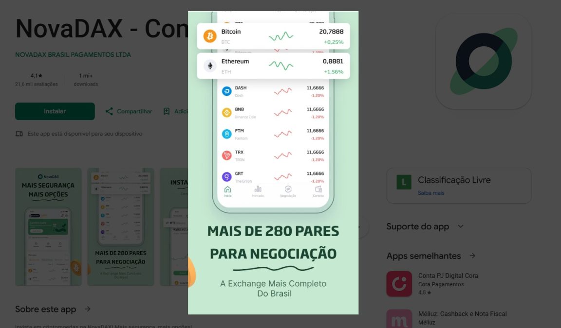 Novadax na Play Store (Imagem: reproducao)