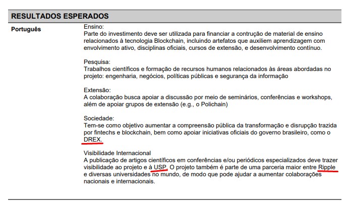 Parceria entre Ripple e USP prevê apoio até ao Drex como resultado esperado