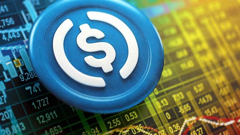 USDC em destaque com gráficos ao fundo, Dólar digital