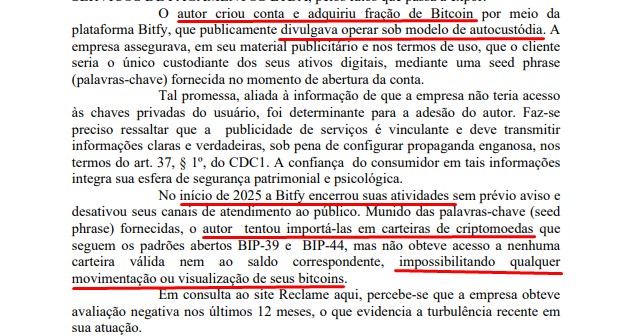 Autor disse que tentou resgatar várias vezes seus bitcoins em outras carteiras de autocustódia, mas não conseguiu