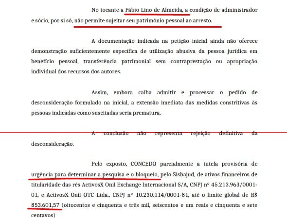 Ação coletiva contra OnilX Exchange determinou bloqueio com urgência de R$ 853 mil