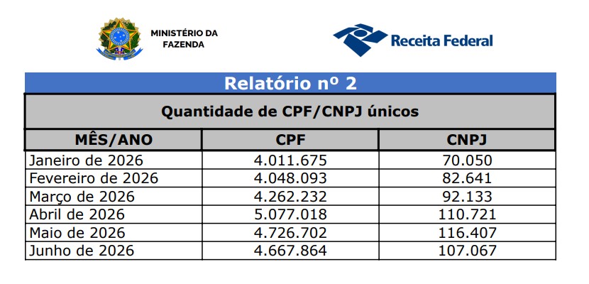 Declarações mensais de criptomoedas por CPFs e CNPJs para RFB