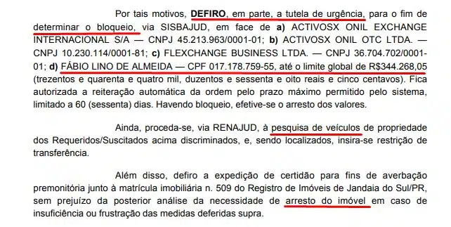 Justiça do Paraná manda bloquear bens de três empresas e sócio da OnilX