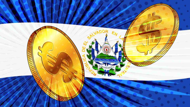 Bandeira de El Salvador com nota de Dólar