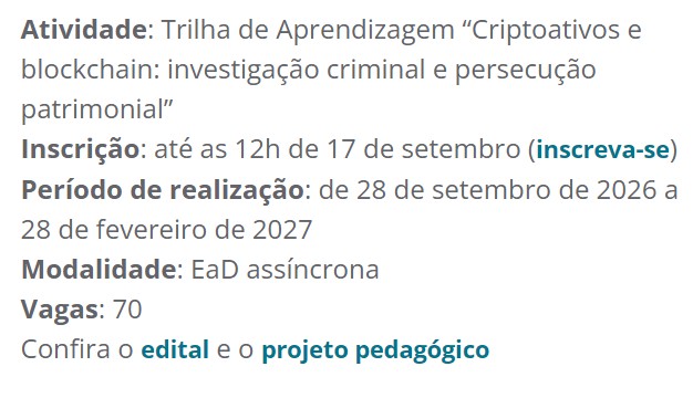 Curso rastreio de criptomoeda