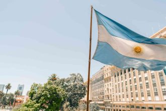 Bandeira da Argentina em destaque