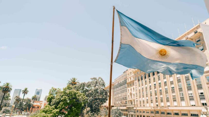 Bandeira da Argentina em destaque