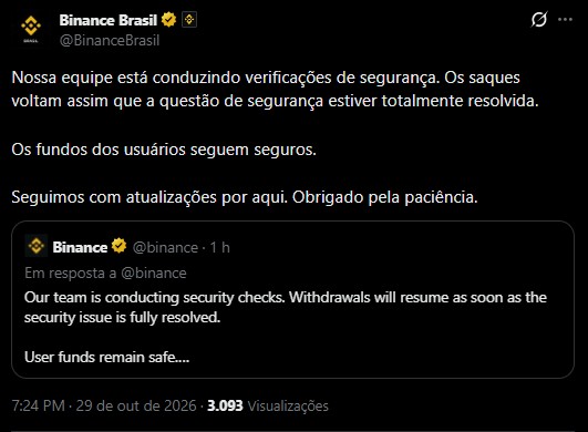 Binance Brasil explica que investigação segue apurando tudo