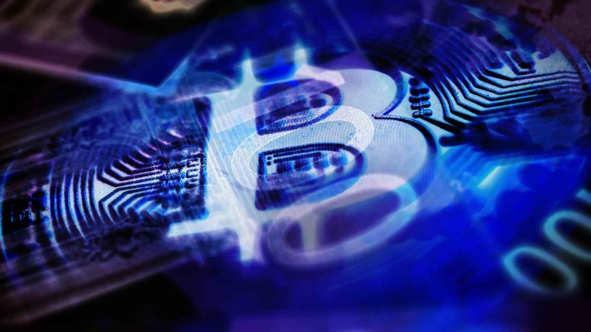Bitcoin azul com hologramas Brasil Bitcoin