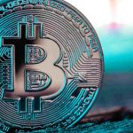Bitcoin em destaque com tons de azul