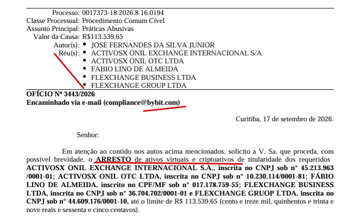 Processo público mostra que justiça tem mandado arrestar criptomoedas de empresa e sócio