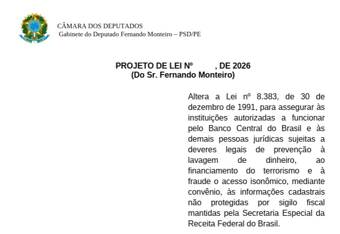 Receita Federal do Brasil poderá compartilhar dados com corretoras se projeto avançar no Congresso Nacional